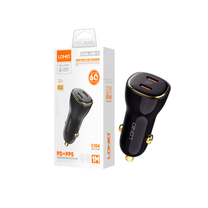 CARGADOR VEH. LDNIO C104 60W 2P PD+PD + cab TC-TC