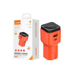 CARGADOR LDNIO Q2420 GaN 45W + cab TC-IPH NARANJA