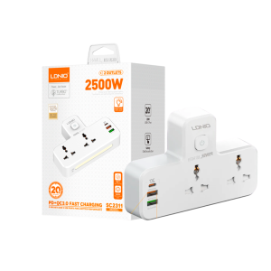 CORTAPICOS LDNIO SC2311 20W 3P 2USB+1PD + 2TOMAS + LAMPARA WHITE